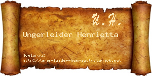 Ungerleider Henrietta névjegykártya